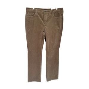 NYDJ Marilyn Straight Corduroy Pants Women's Size 14 Saddlewood Brown NWT